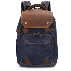 25L Vintage Camera Backpack (Blue) Canvas